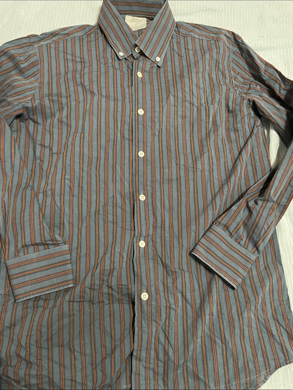 Billy Reid Blue and Brown Striped Button-Down Shirt
